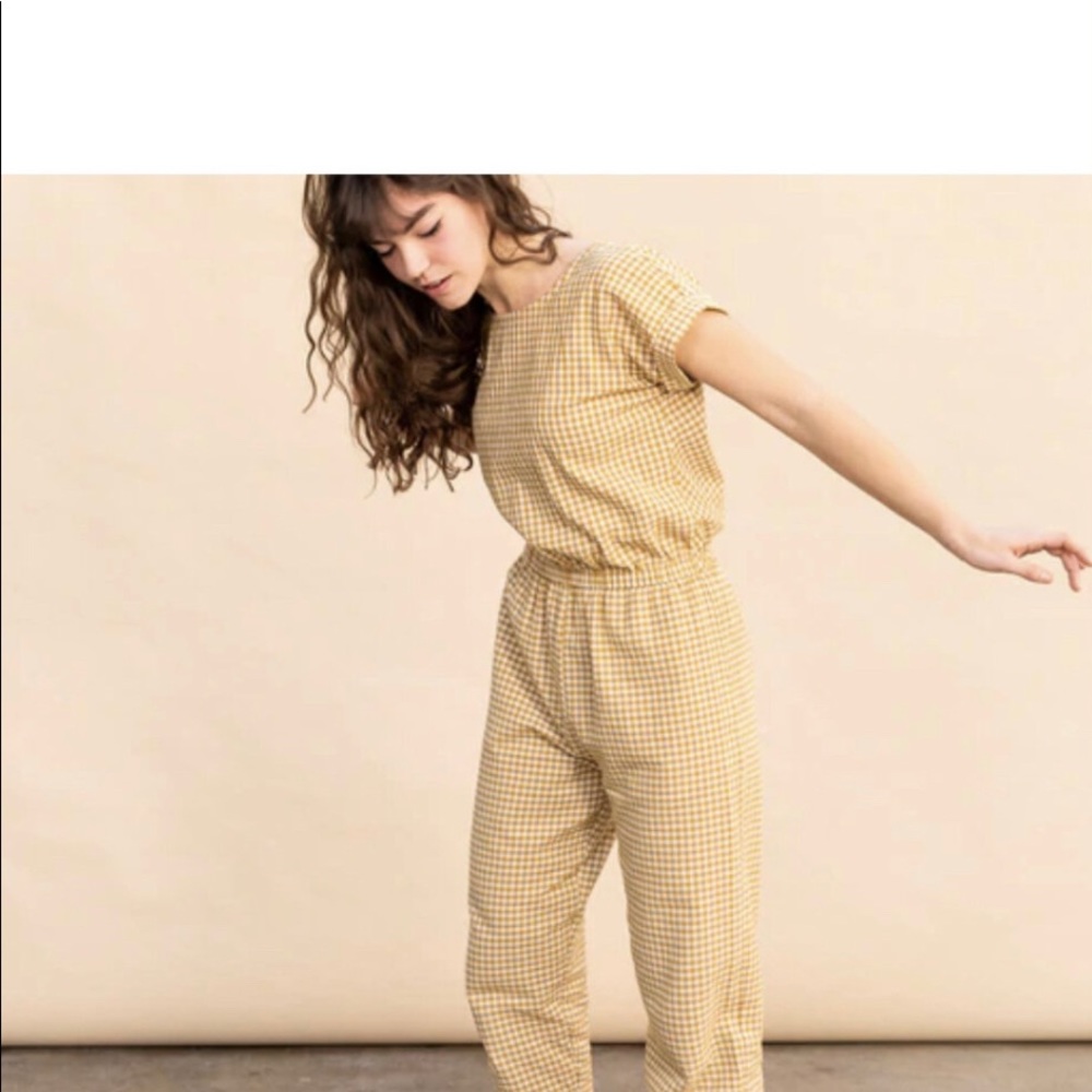 Adele romper in mustard gingham by Ketiketa